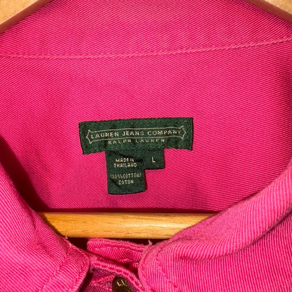 Ralph Lauren Denim Jacket Large Western Vibe Pink with Gold Hardware - Picture 3 of 7